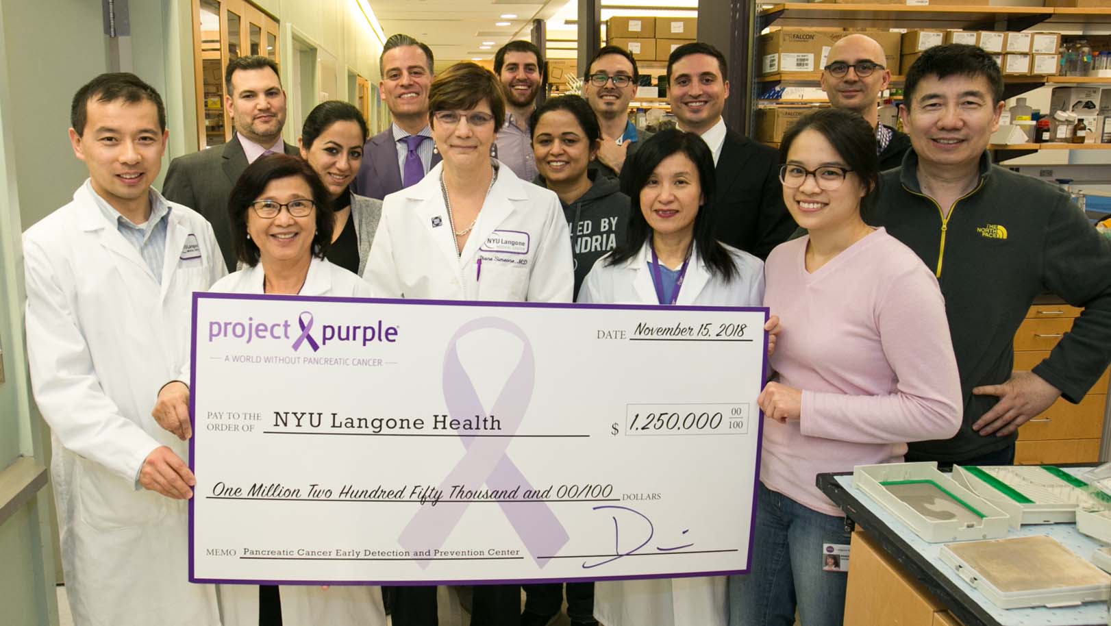 PCC’s Pancreatic Cancer Center team and Project Purple celebrate their new partnership to combat pancreatic cancer
