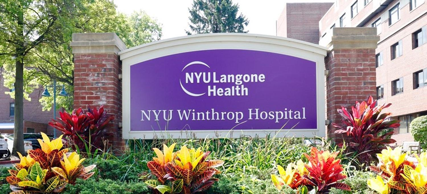 Sign at the Entrance to NYU Winthrop Hospital