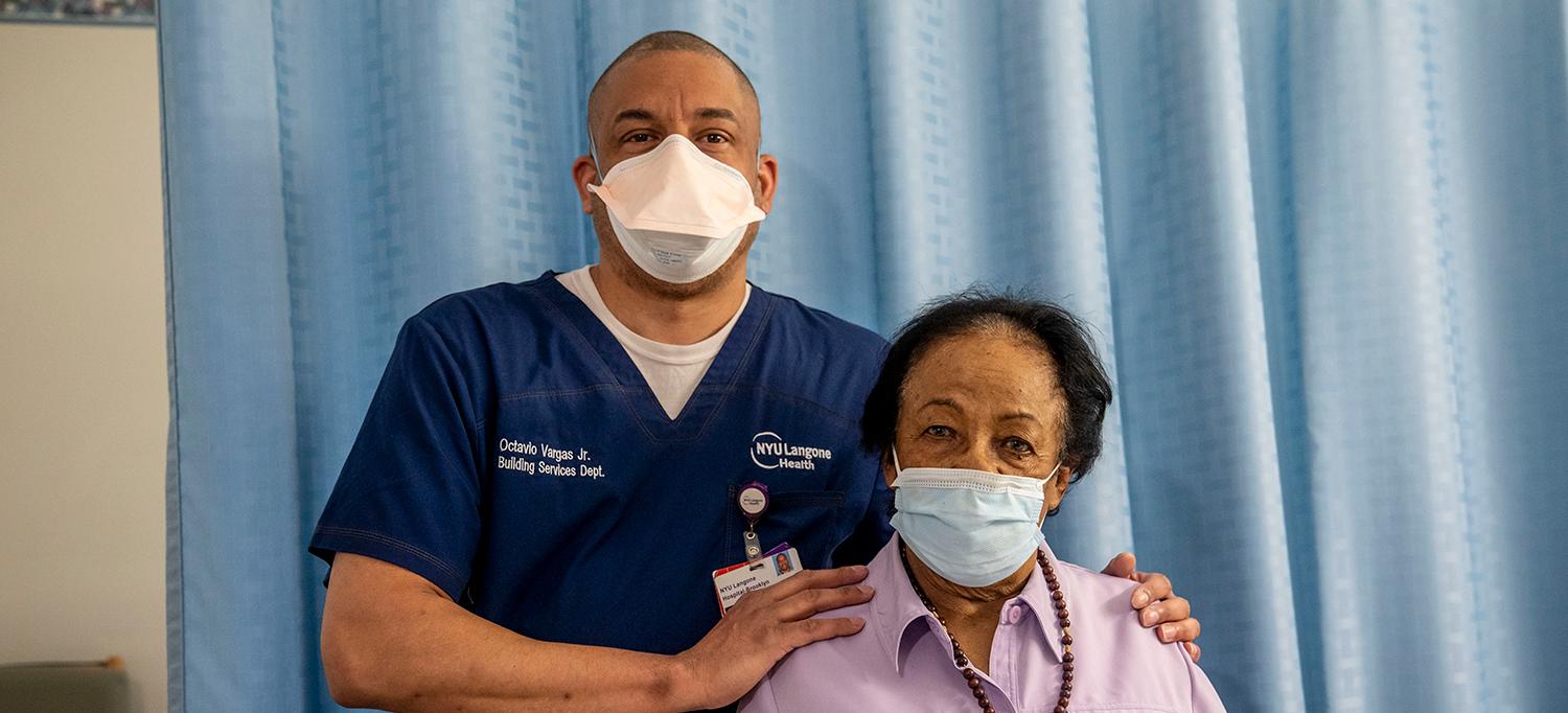 Maria Rodriguez and Hospital Worker Wearing Face Masks