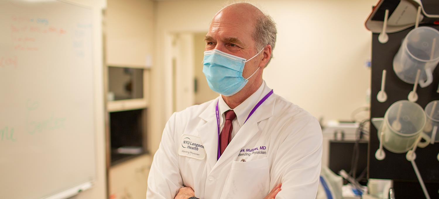 Dr. Mark J. Mulligan Wearing Face Mask in Lab