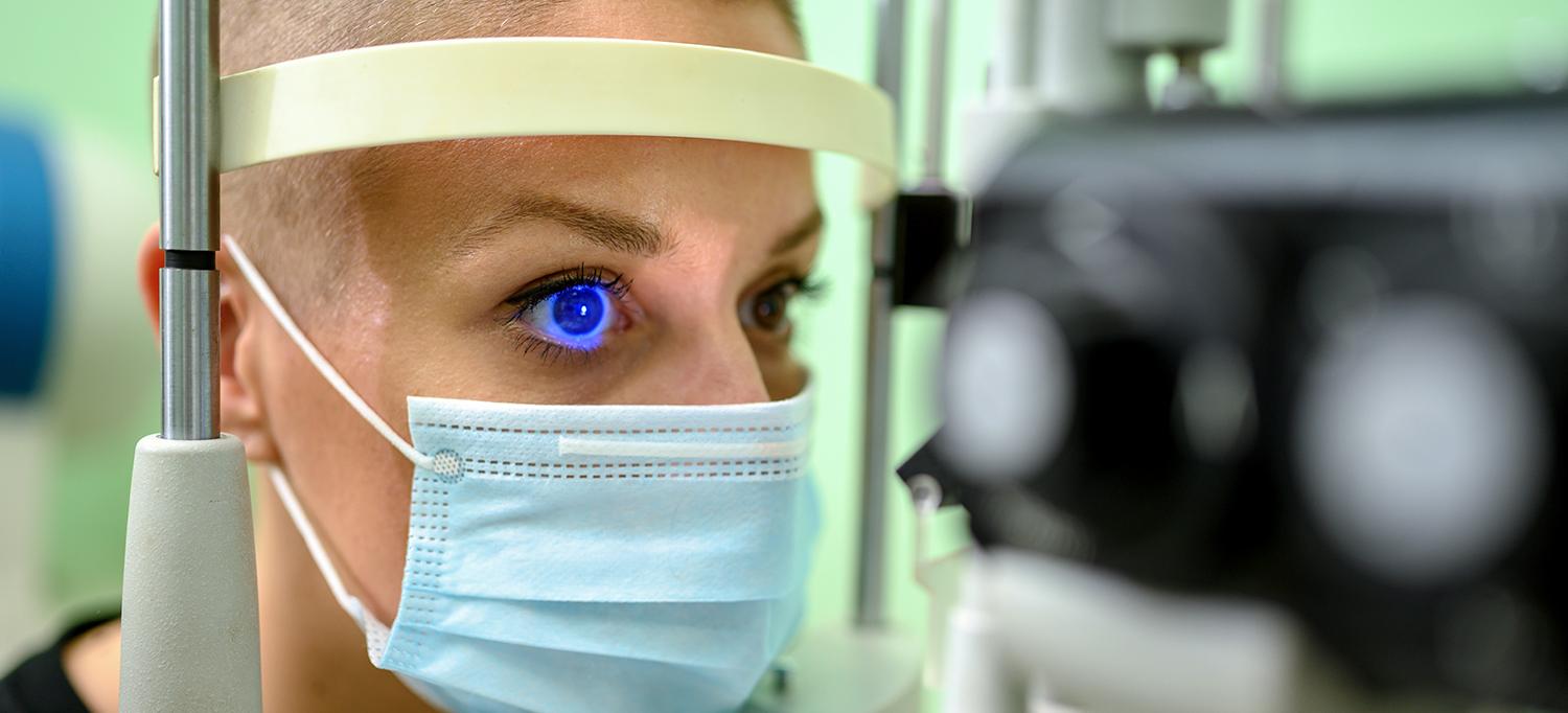 Woman Receives Eye Examination