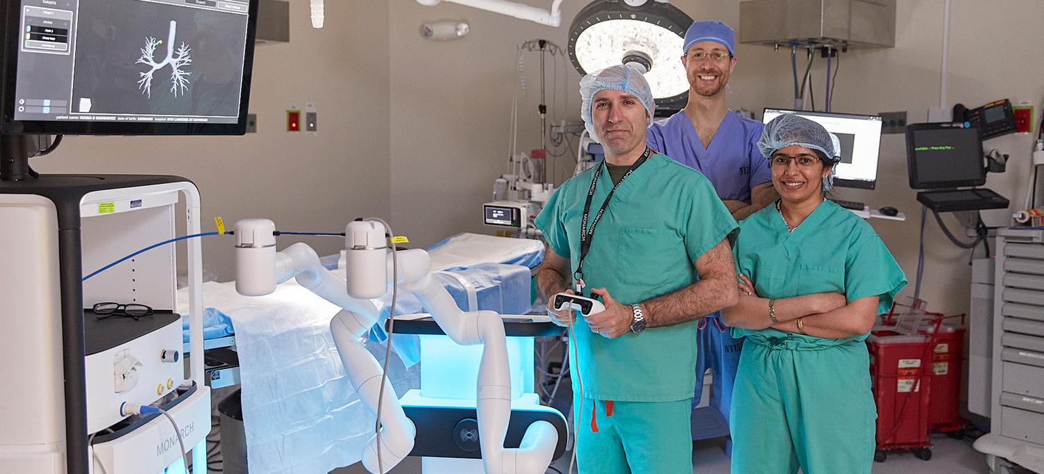 Dr. Jorge Mercado, Dr. Travis Geraci, and Dr. Deepthi Hoskoppal in Hospital Operating Room