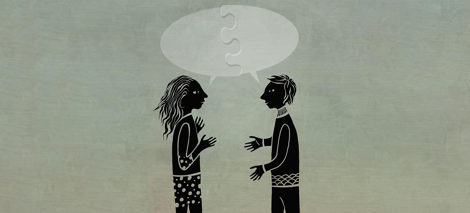 Woman and Man Talking to Each Other
