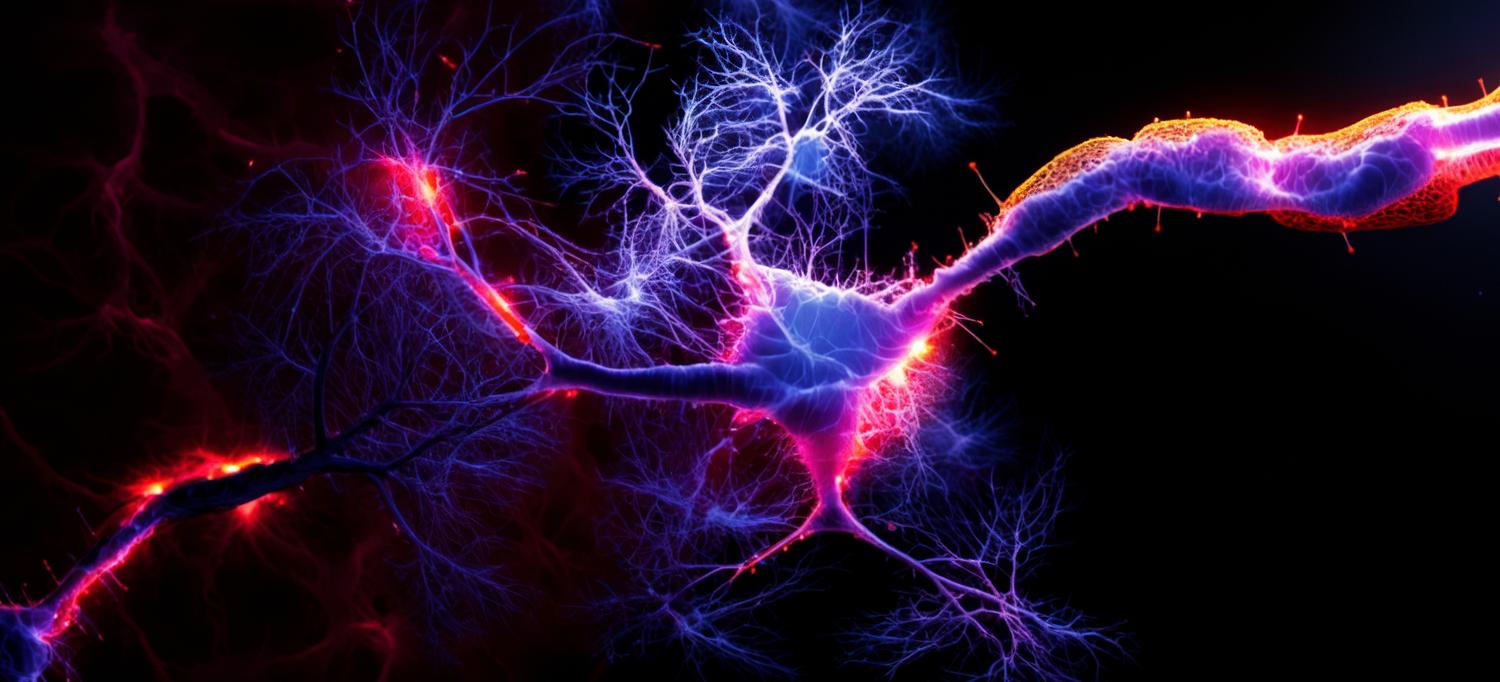 3D rendered image of a neuron cell network