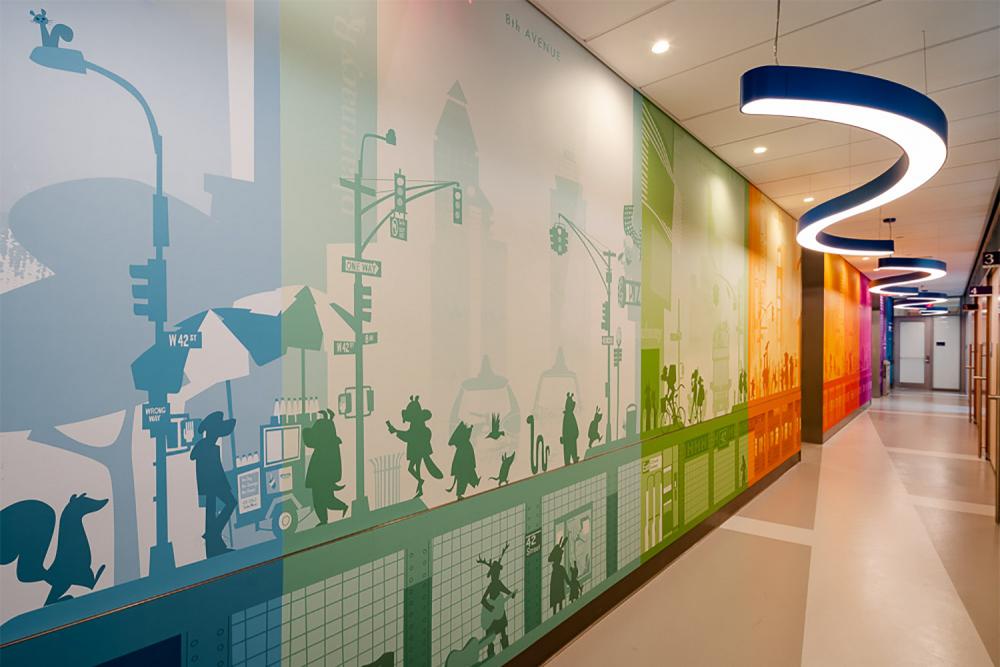 Hallway Features Colorful Depictions of New York City Streetscapes