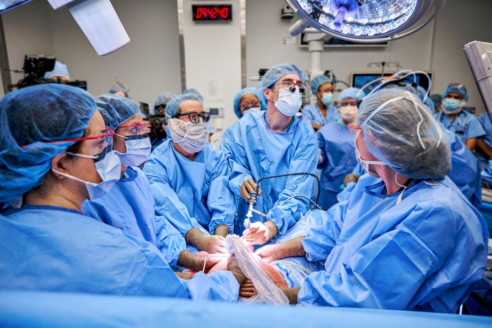 Medical Specialists Surround Yadi Martin’s Abdomen as Her Baby Is Delivered via a Partial Cesarean Birth