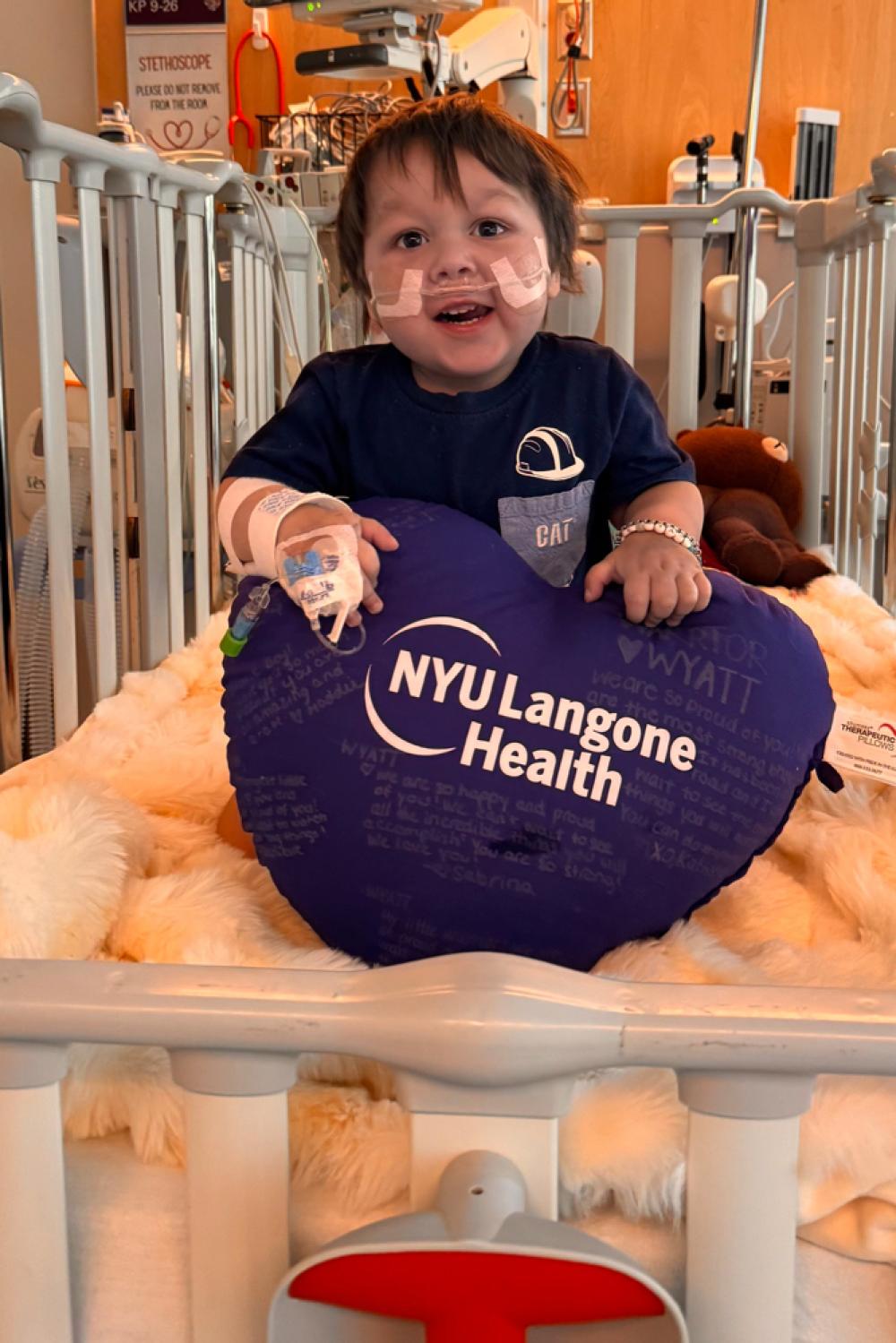 Boy in recovery room.