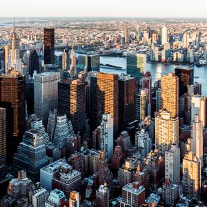 Skyscrapers in Midtown Manhattan, aerial view, New York City