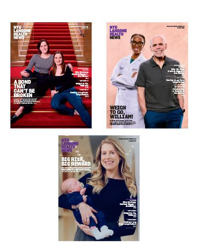 Three covers of NYU Langone Health News Summer 2026